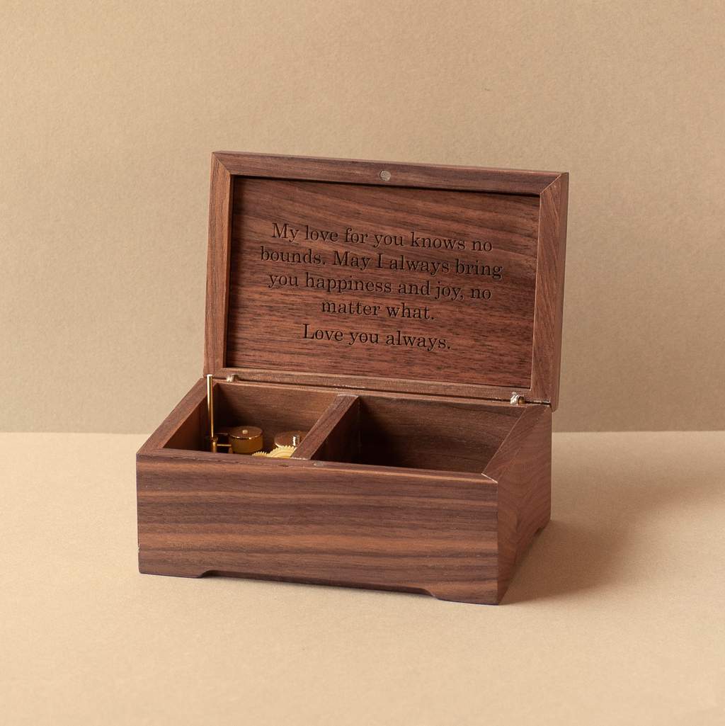 Initials and date music box with flower